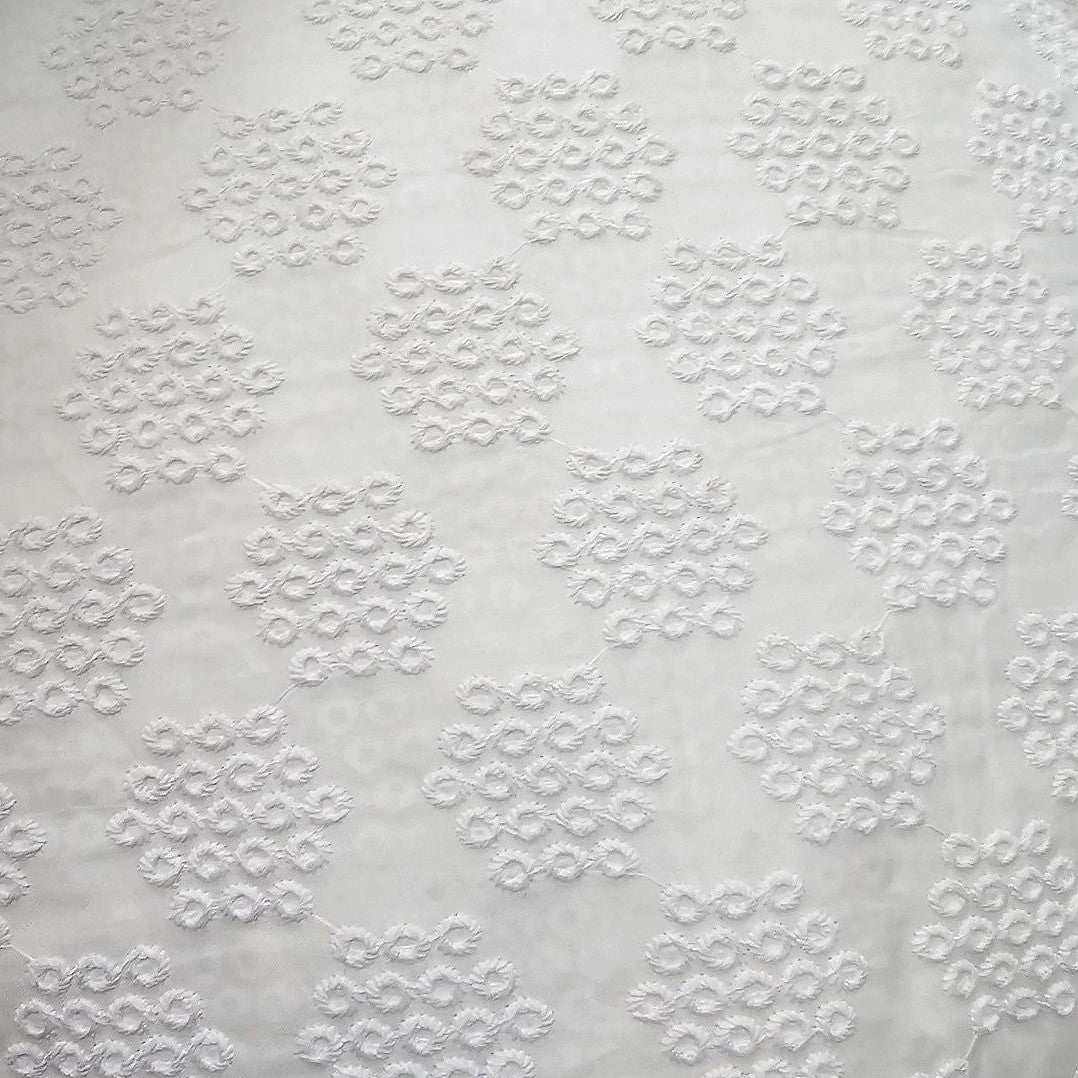 White Embroidery Cotton Fabric - EA3896