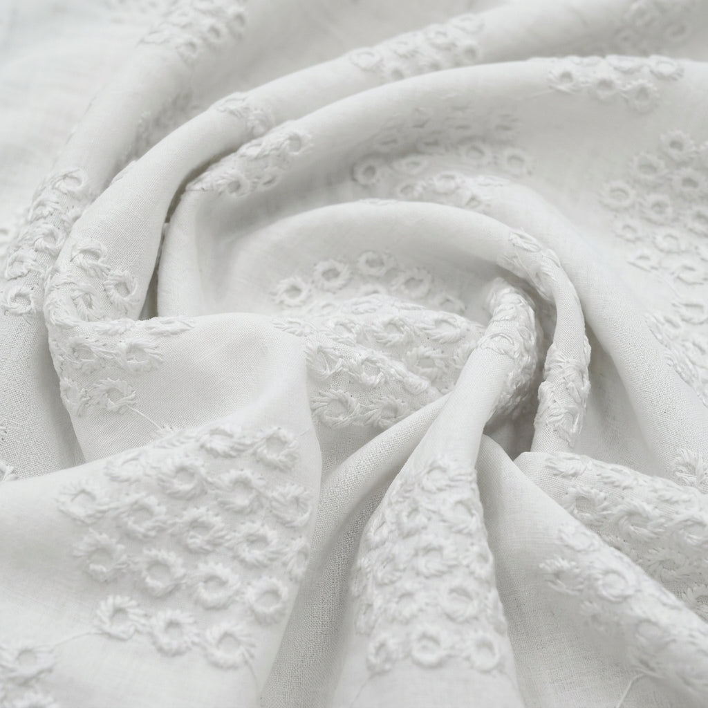 White Embroidery Cotton Fabric - EA3896