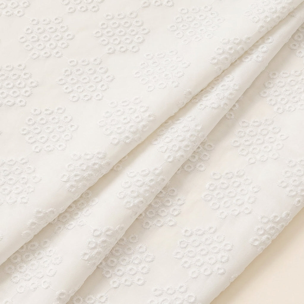 White Embroidery Cotton Fabric - EA3896