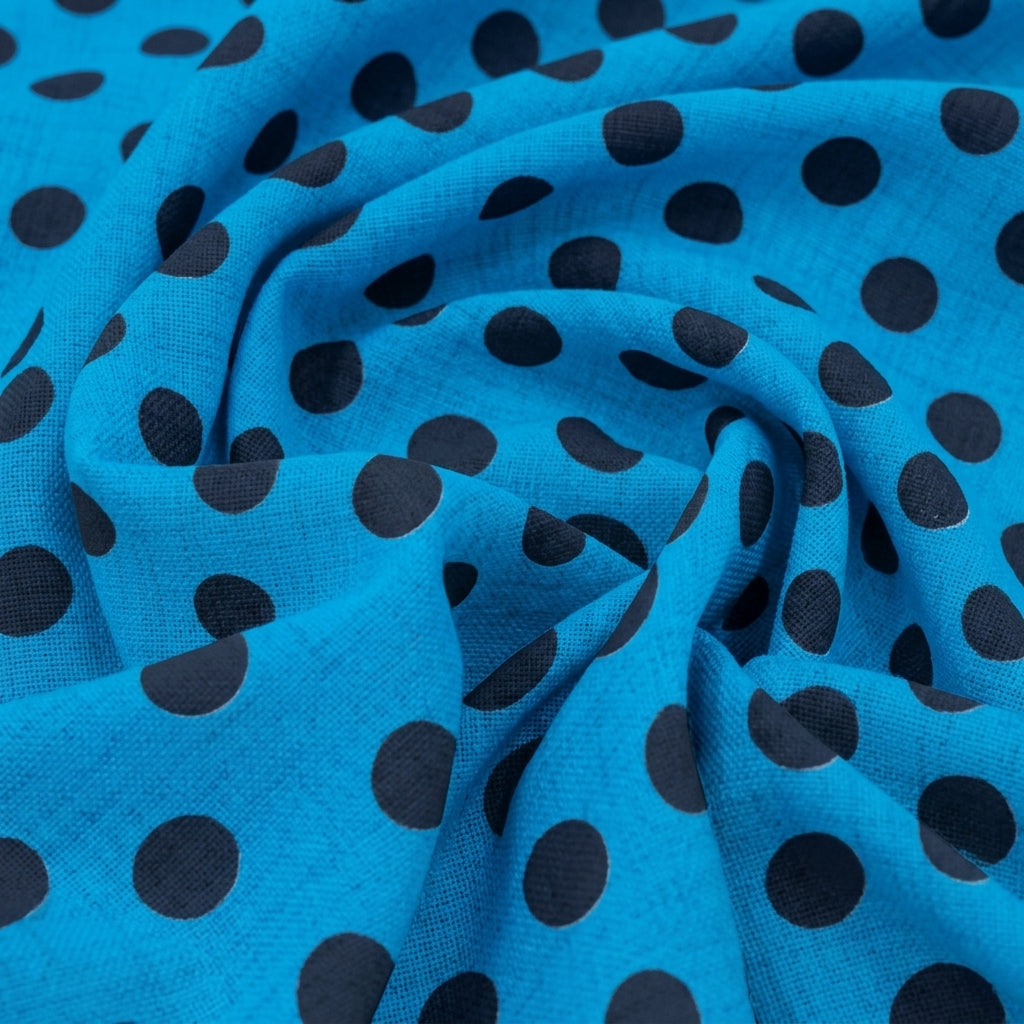 Swirled Polka Dots Blue Polka Dots Lycra Fabric