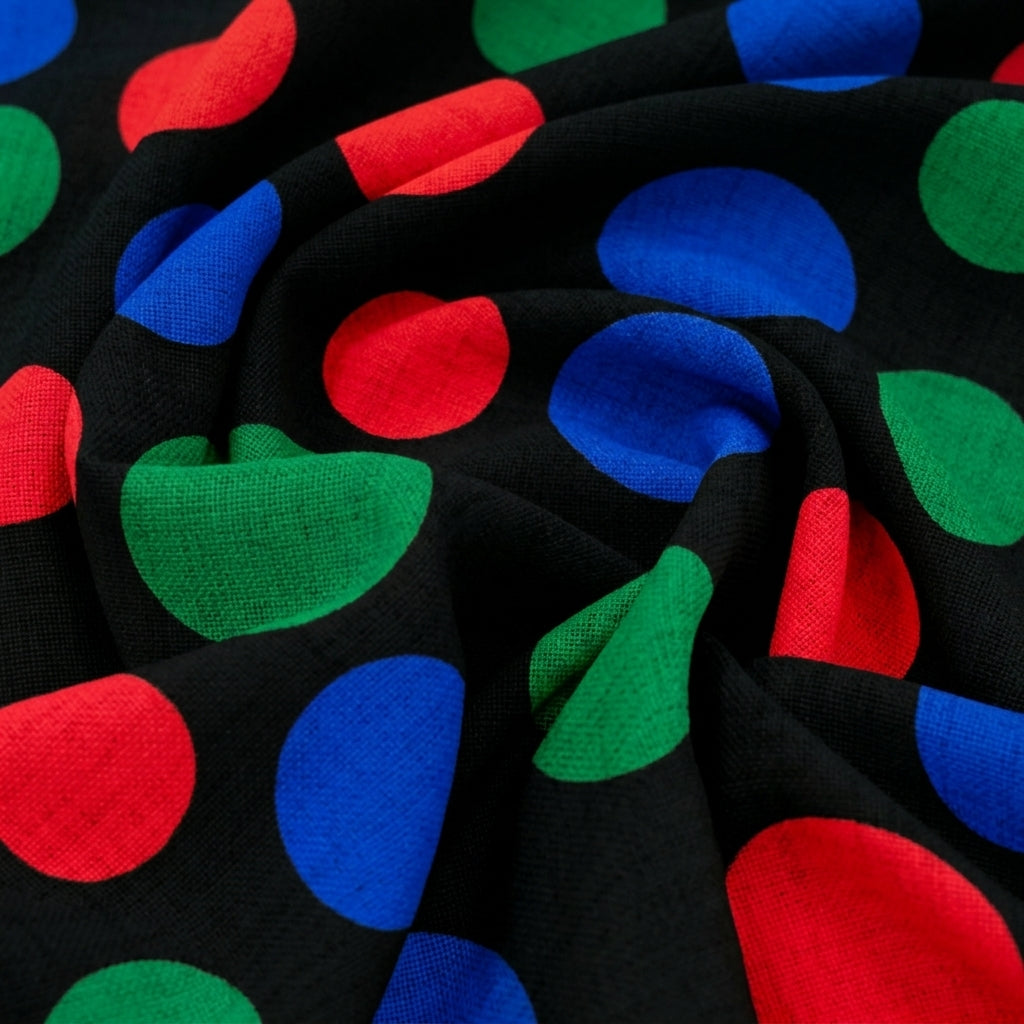 Swirled Polka Dots Black Polka Dots Lycra Fabric