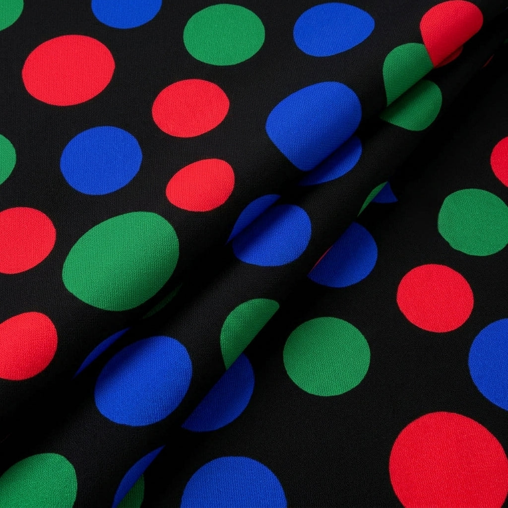 Folded Polka Dots Black Polka Dots Lycra Fabric