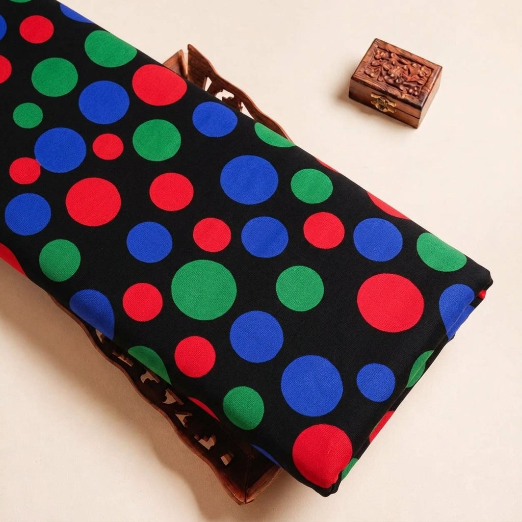 Folded Black Polka Dots Lycra Fabric Highlighting and Texture
