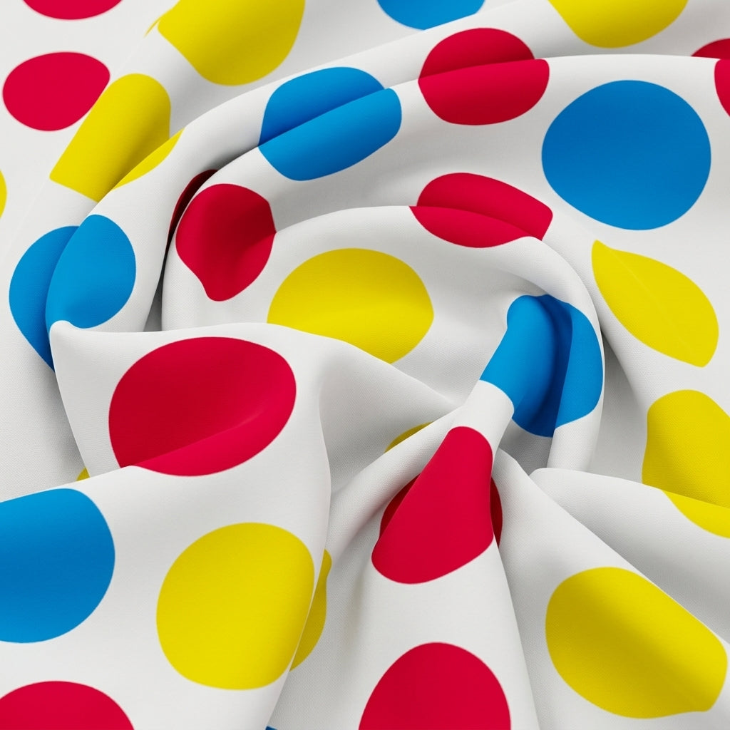 Swirled Polka Dots White Polka Dots Lycra Fabric