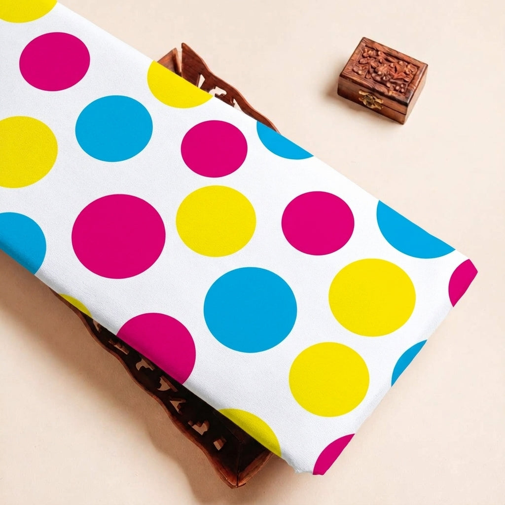 Folded White Polka Dots Lycra Fabric Highlighting and Texture