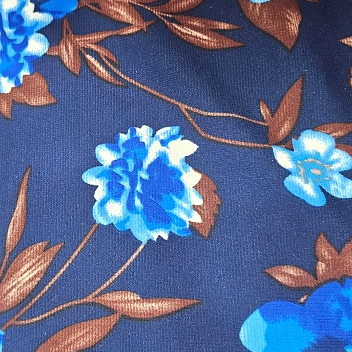Blue Floral Lycra Fabric - EA3960 - EA3960 - Flat fabric
