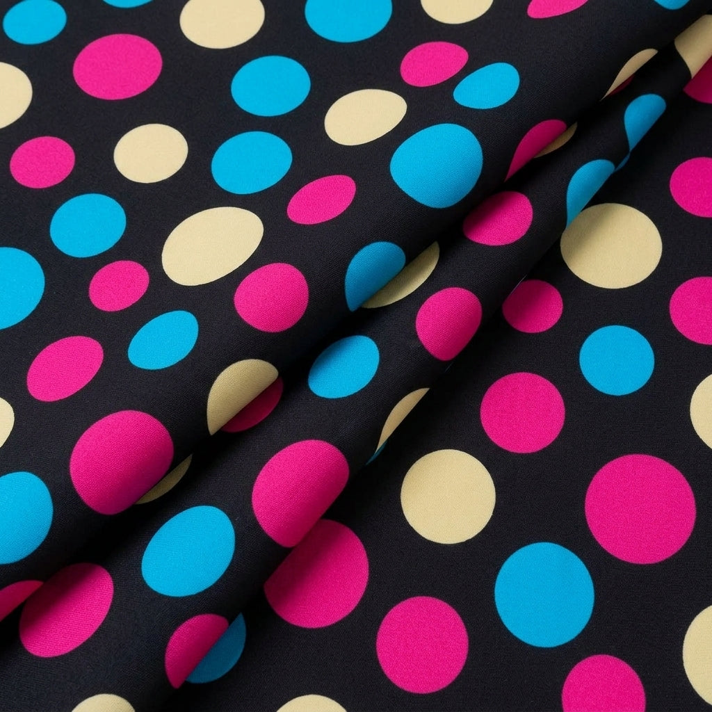 Folded Polka Dots Black Polka Dots Lycra Fabric