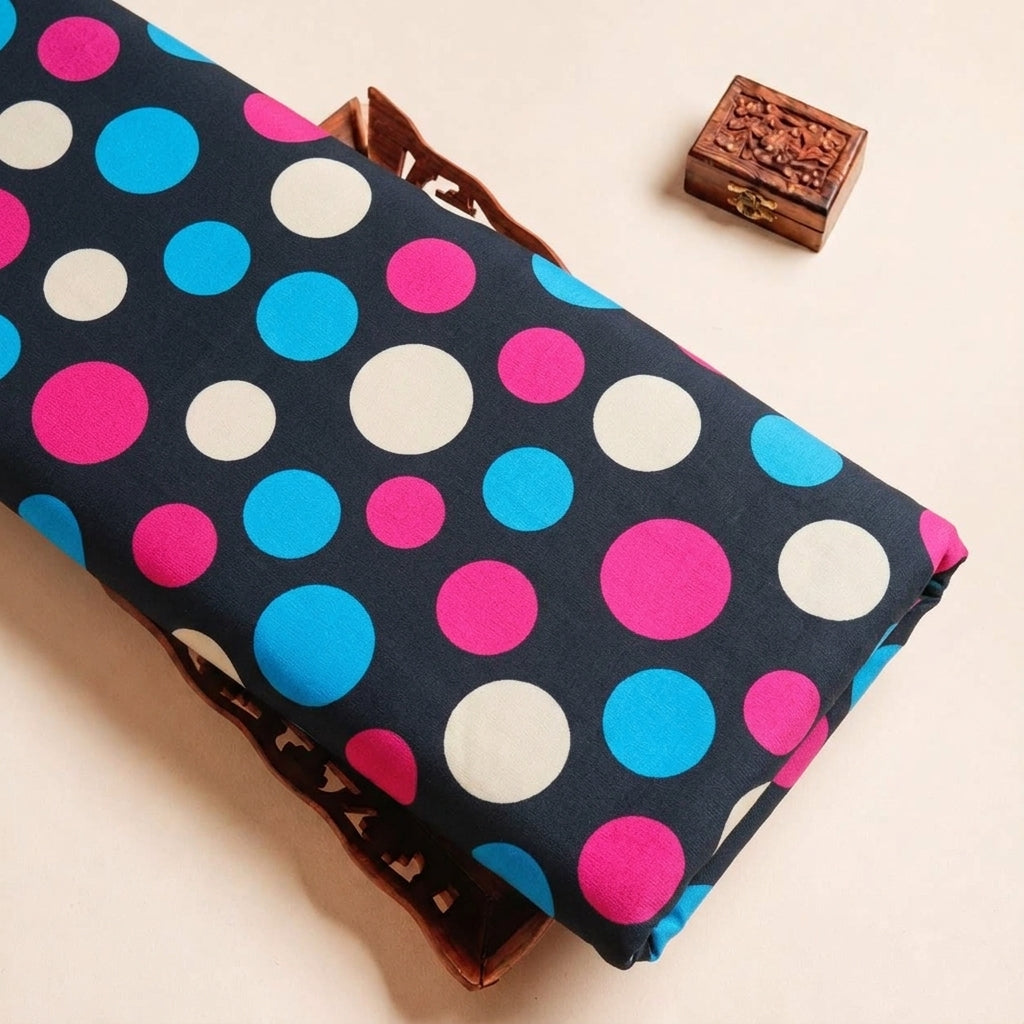 Folded Black Polka Dots Lycra Fabric Highlighting and Texture