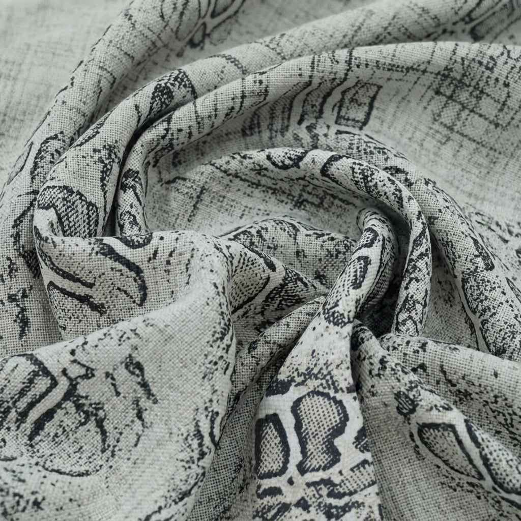 Swirled Animal Print Off White Animal Print Crepe Fabric