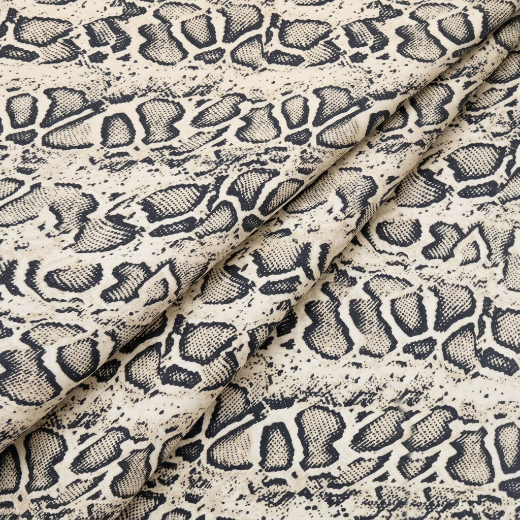 Folded Animal Print Off White Animal Print Crepe Fabric