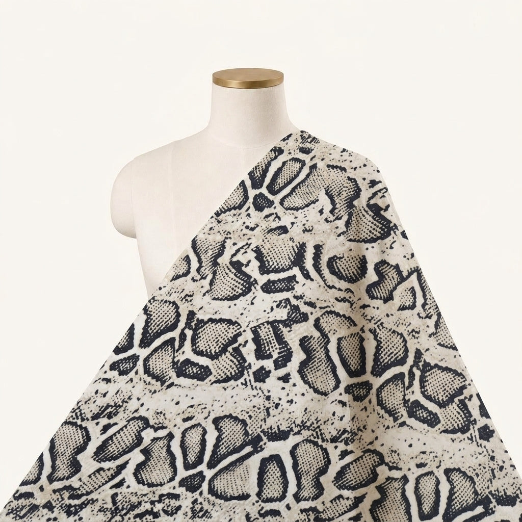 Animal Print Off White Animal Print Crepe Fabric Draped as a saree