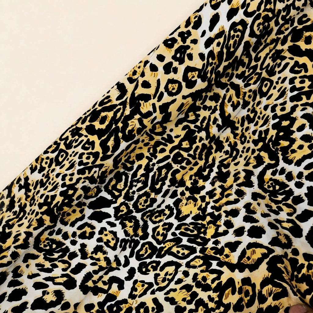 Folded Animal Print White Animal Print Crepe Fabric