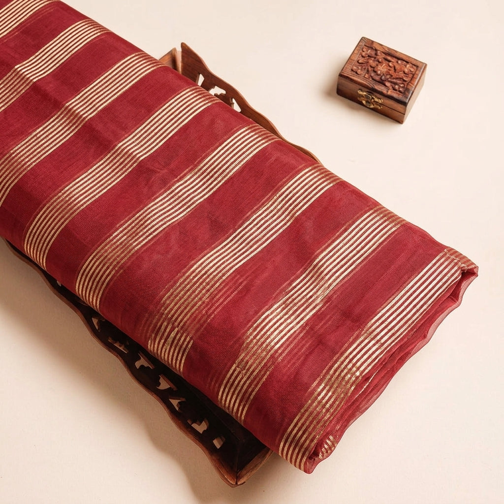 Zari Stripes Georgette Fabric