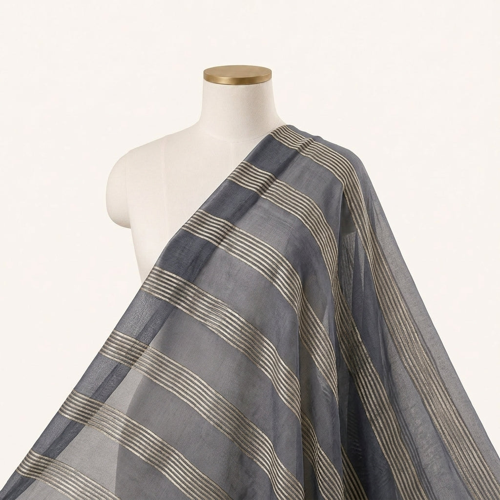 Zari Stripes Georgette Fabric