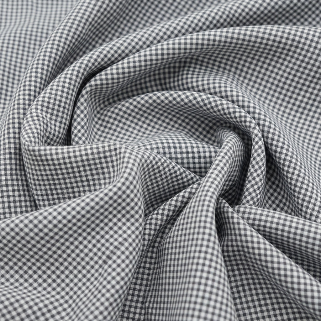 Swirled Checked Grey Checked Terry Cotton Fabric