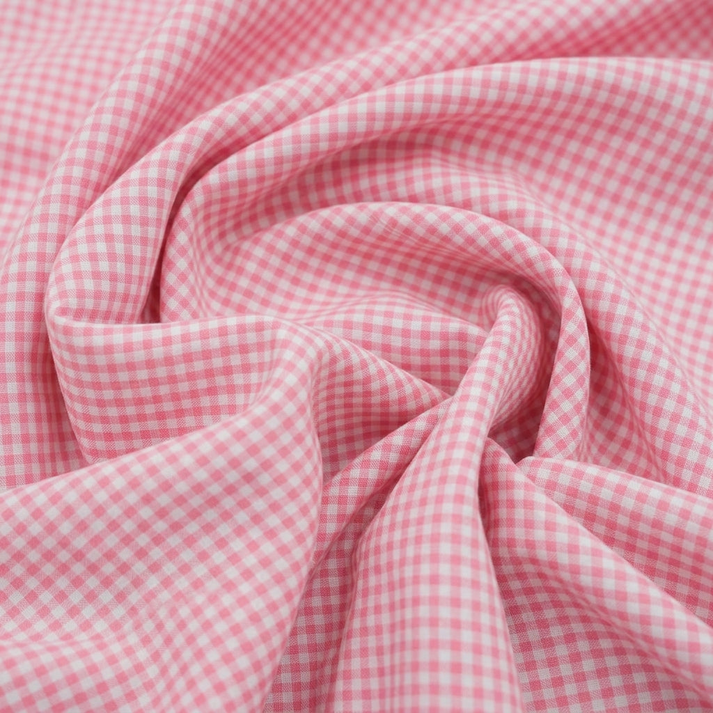 Swirled Checked Pink Checked Terry Cotton Fabric