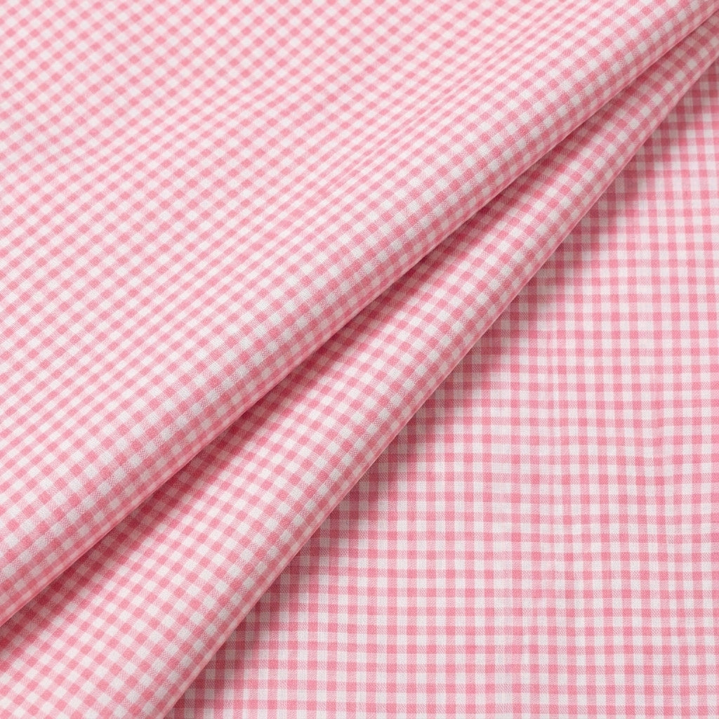 Folded Checked Pink Checked Terry Cotton Fabric