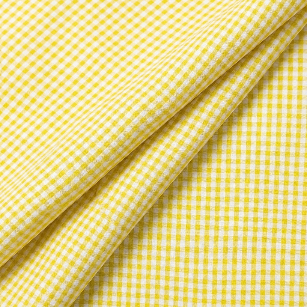 Folded Checked Yellow Checked Terry Cotton Fabric