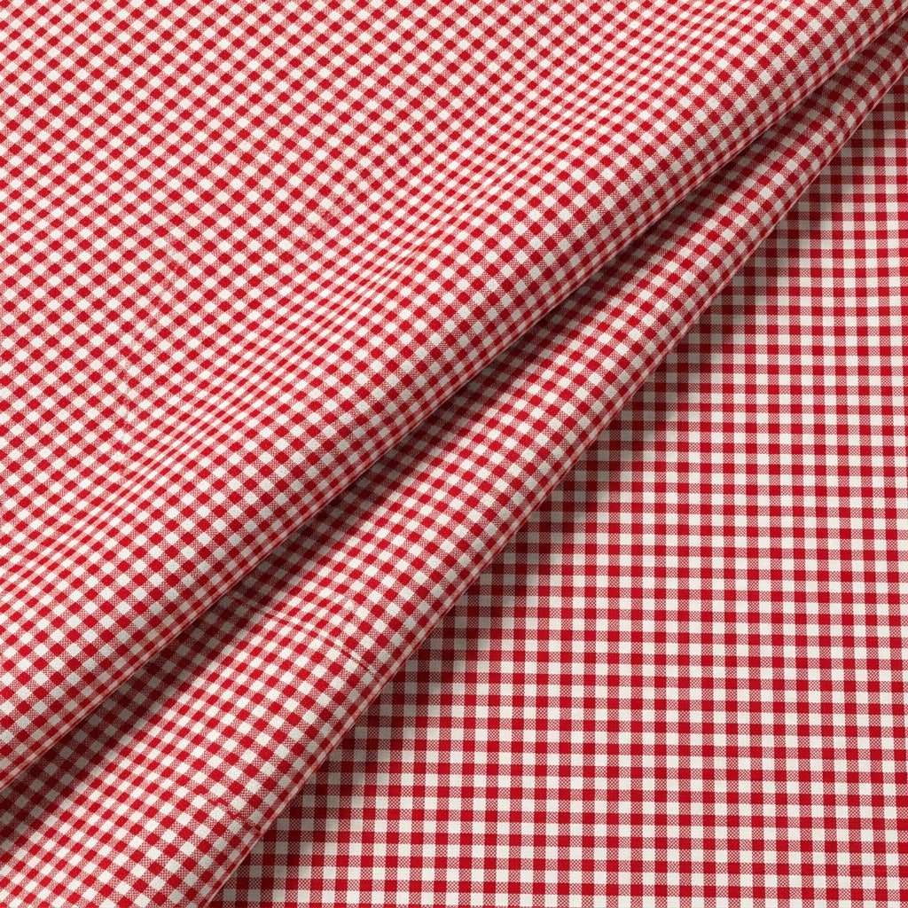 Folded Checked Red Checked Terry Cotton Fabric