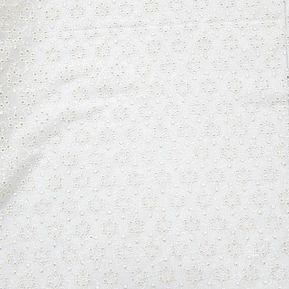 Cream Embroidery Cotton Fabric - EA4231 - EA4231 - Flat fabric