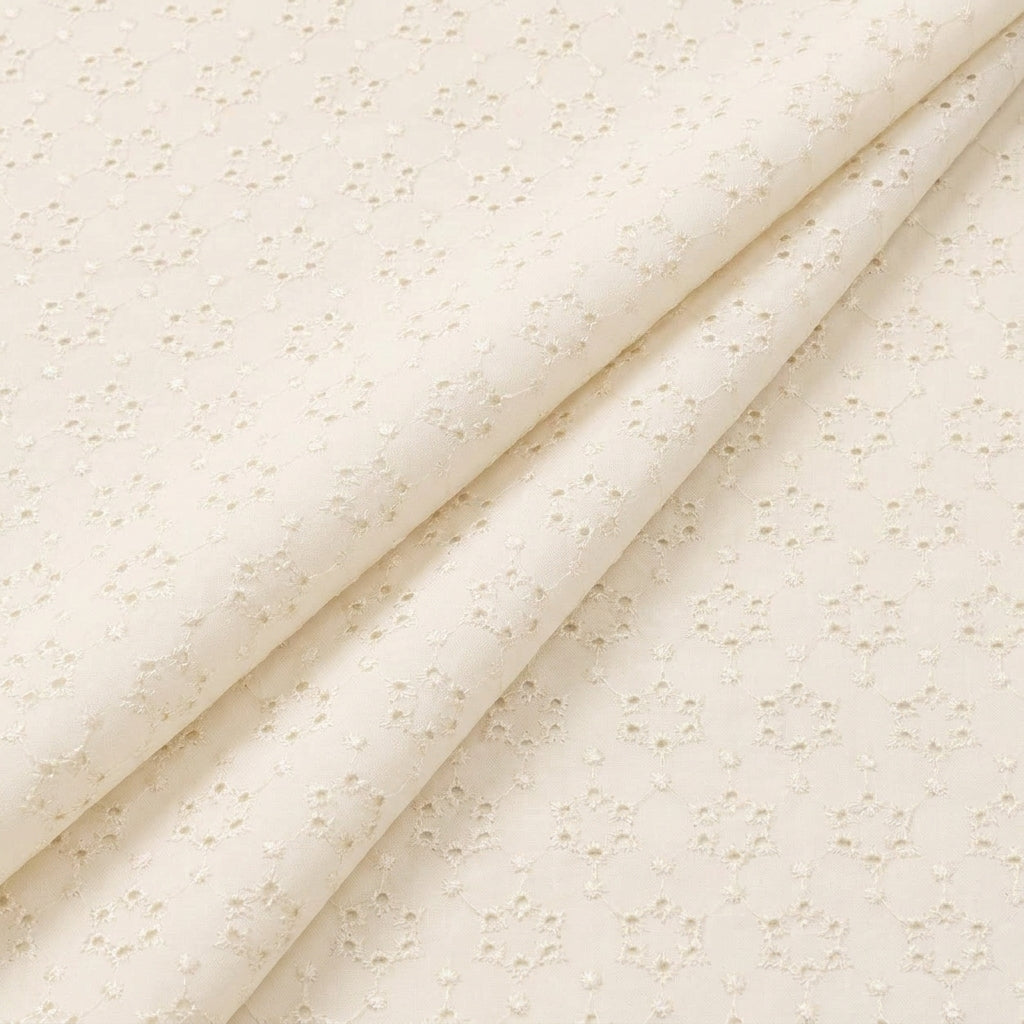 Folded Embroidery Cream Embroidery Cotton Fabric