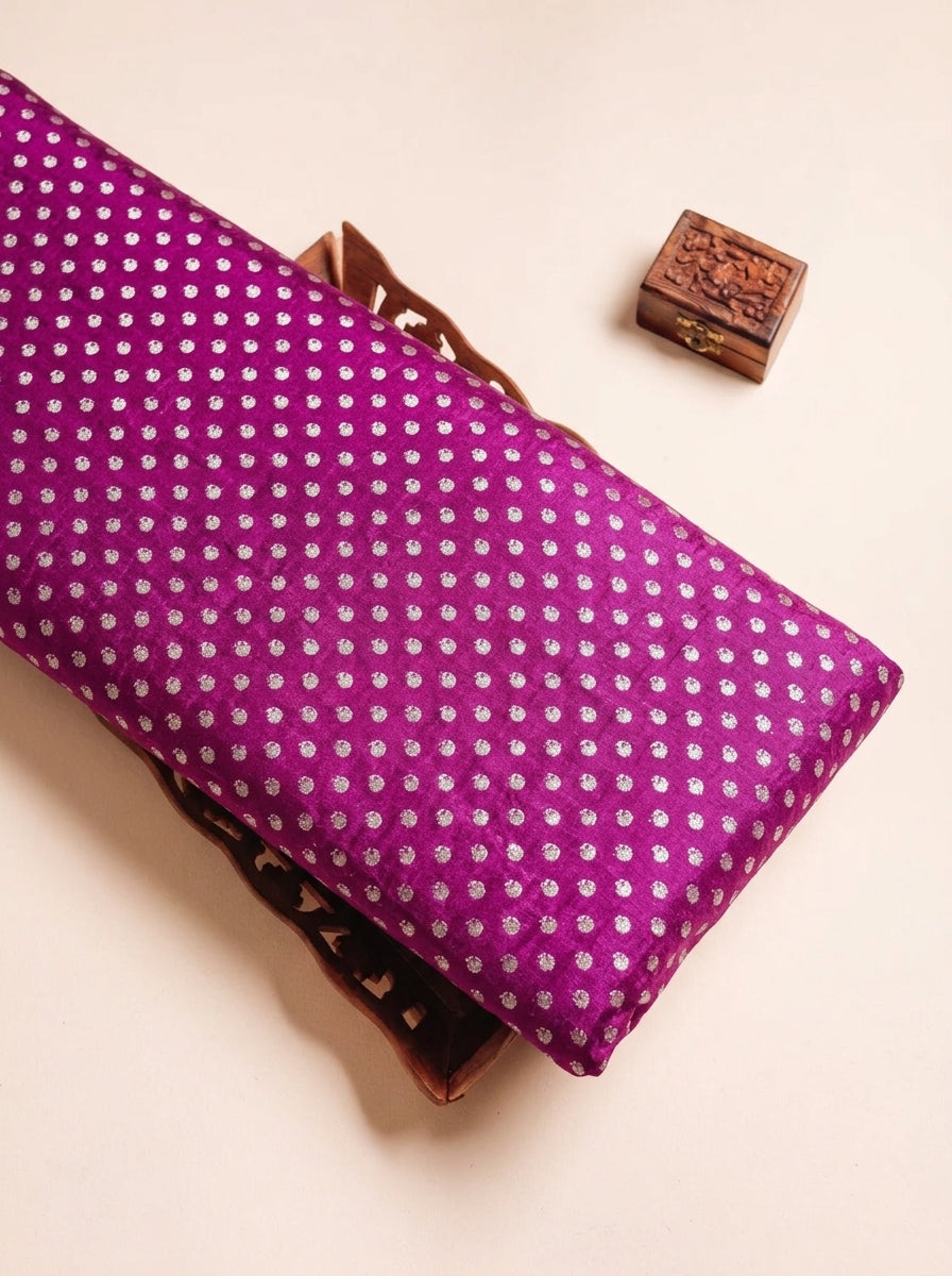 Purple Semi Banaras Fabric - EA4273