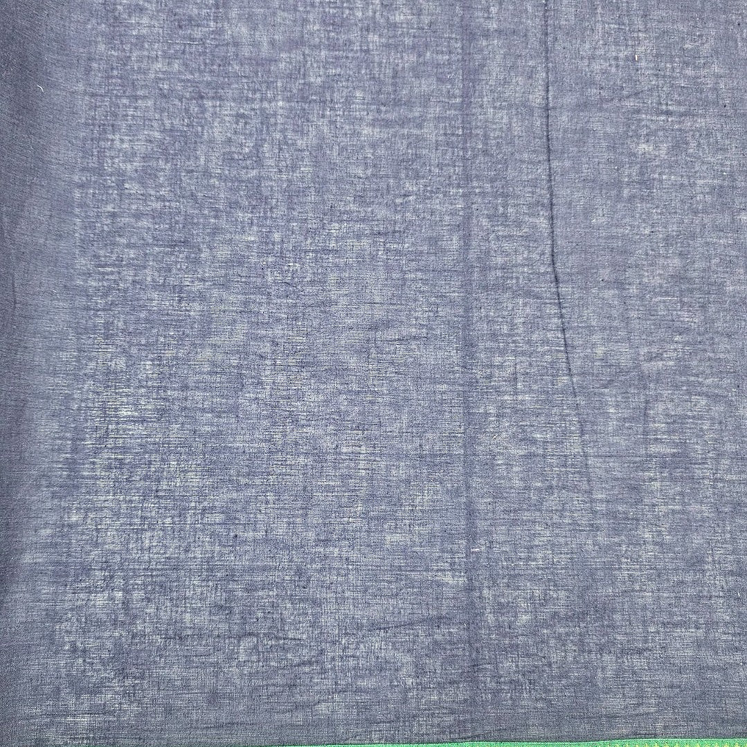 Navy Blue Zari Border Cotton Fabric - EA4298 - EA4298 - Flat fabric