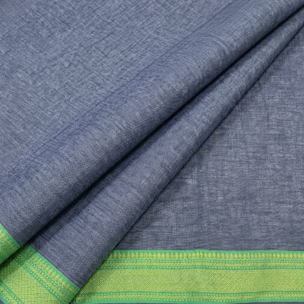 Folded Zari Border Navy Blue Zari Border Cotton Fabric