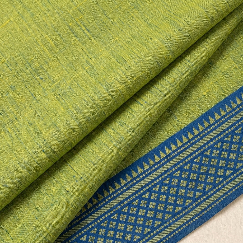 Folded Zari Border Green Zari Border Cotton Fabric