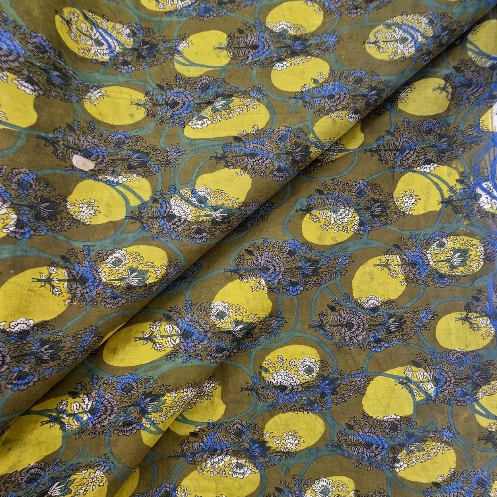 Folded Ajrakh Green Ajrakh Cotton Fabric