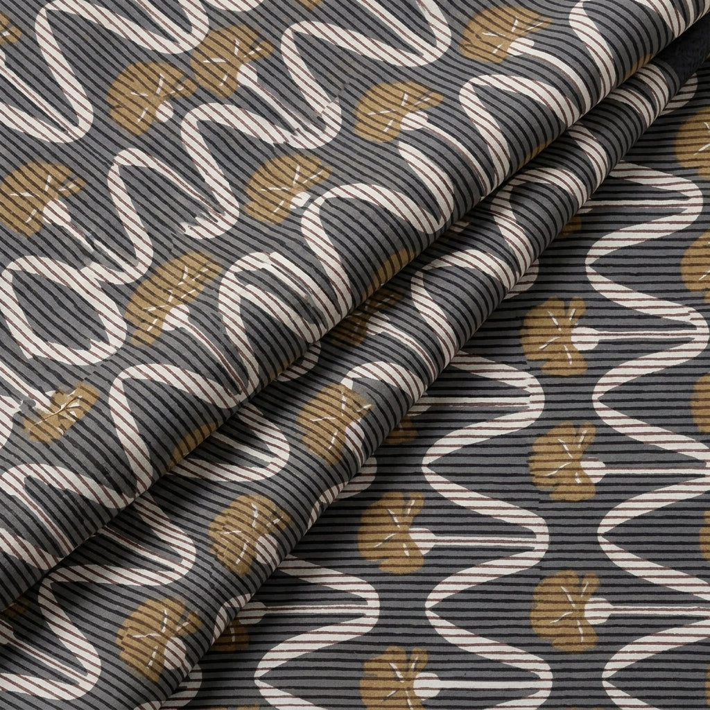 Folded Ajrakh Black Ajrakh Cotton Fabric