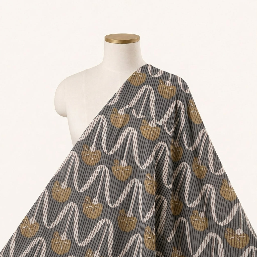 Ajrakh Black Ajrakh Cotton Fabric Draped as a saree