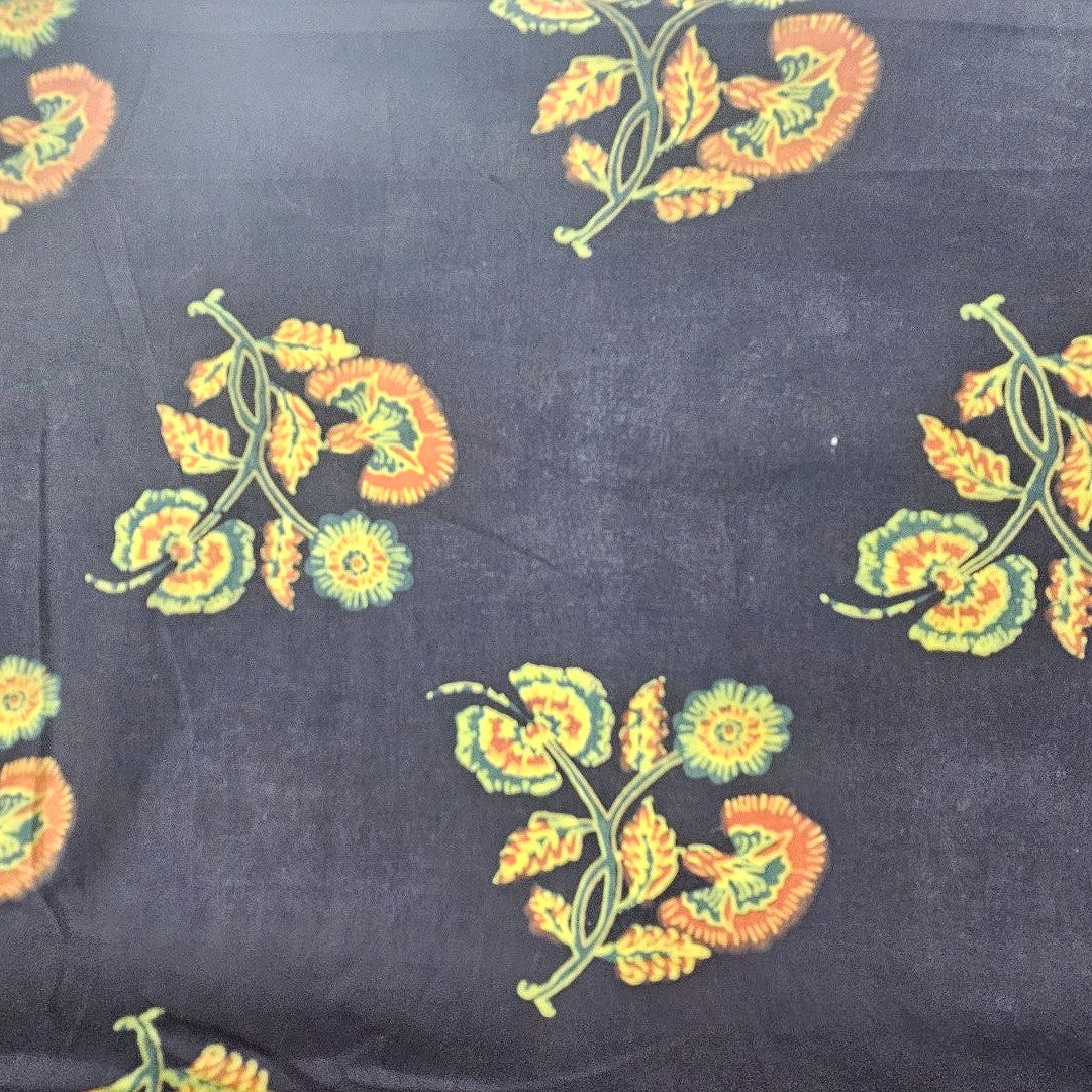 Black Ajrakh Cotton Fabric - EA4320 - EA4320 - Flat fabric