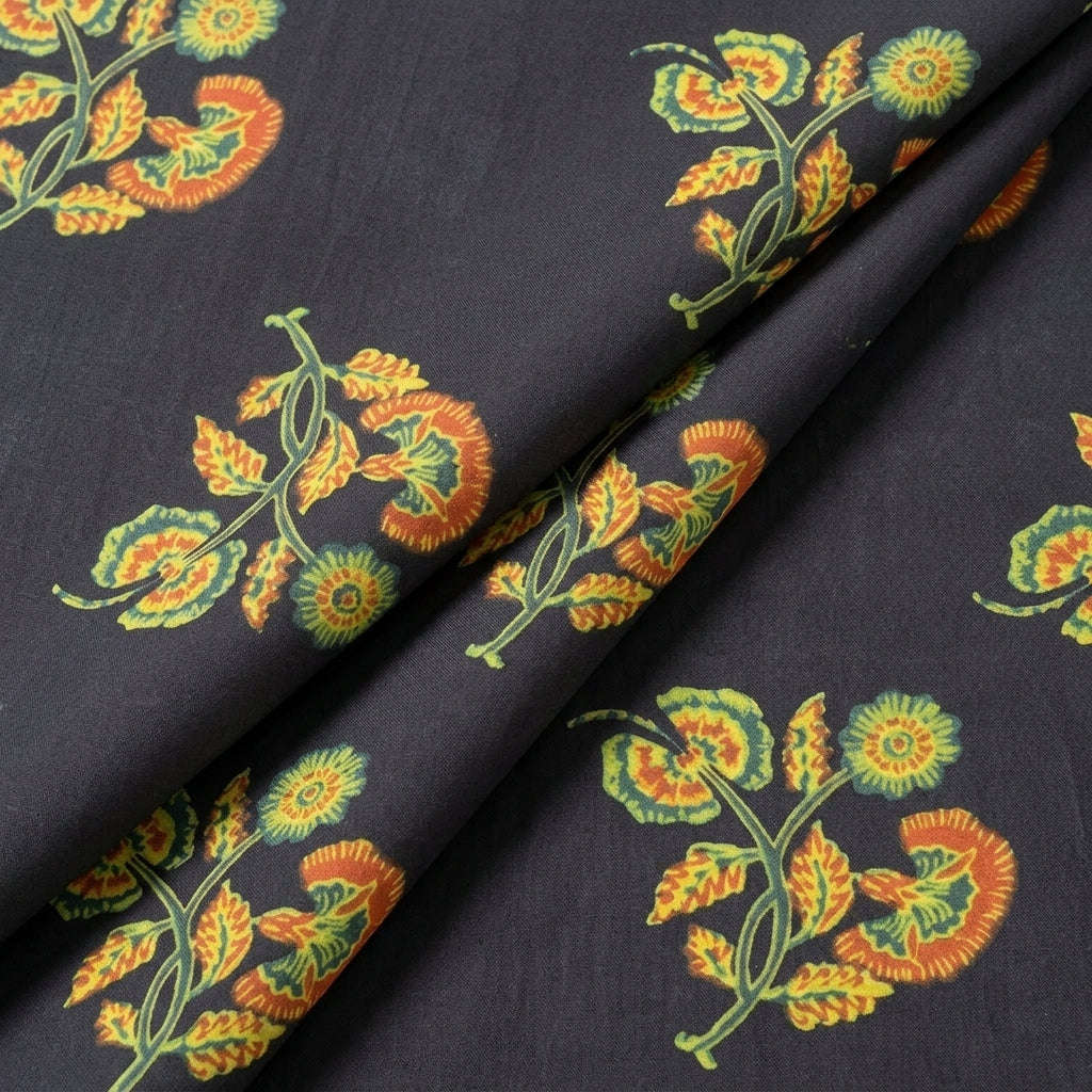 Folded Ajrakh Black Ajrakh Cotton Fabric