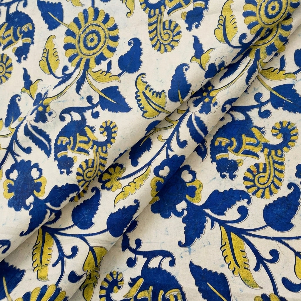 Folded Ajrakh Cream Ajrakh Cotton Fabric