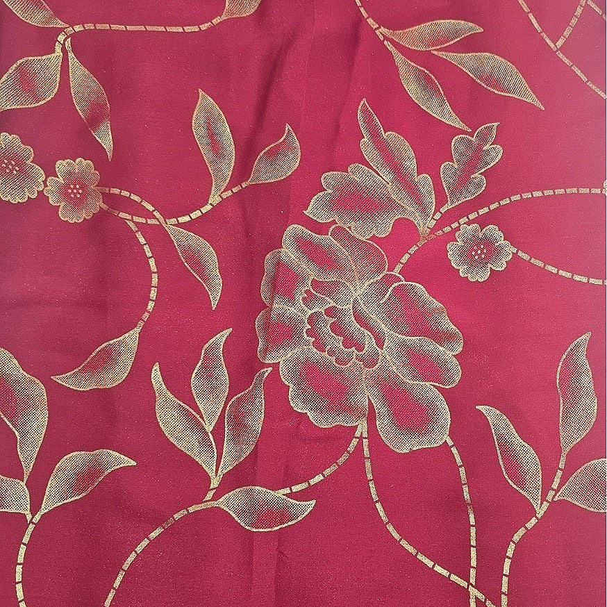Pink Floral Satin Georgette Fabric - EA4410