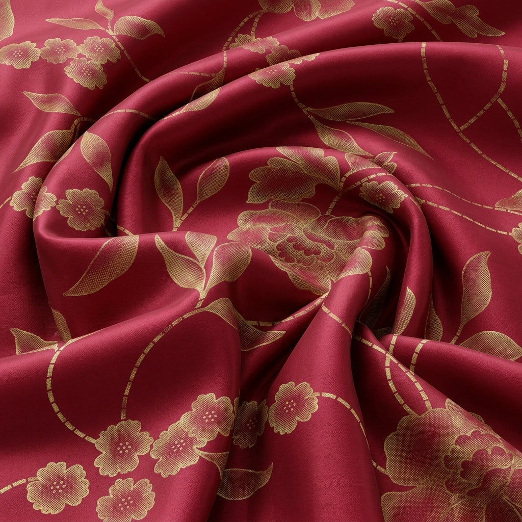 Pink Floral Satin Georgette Fabric - EA4410