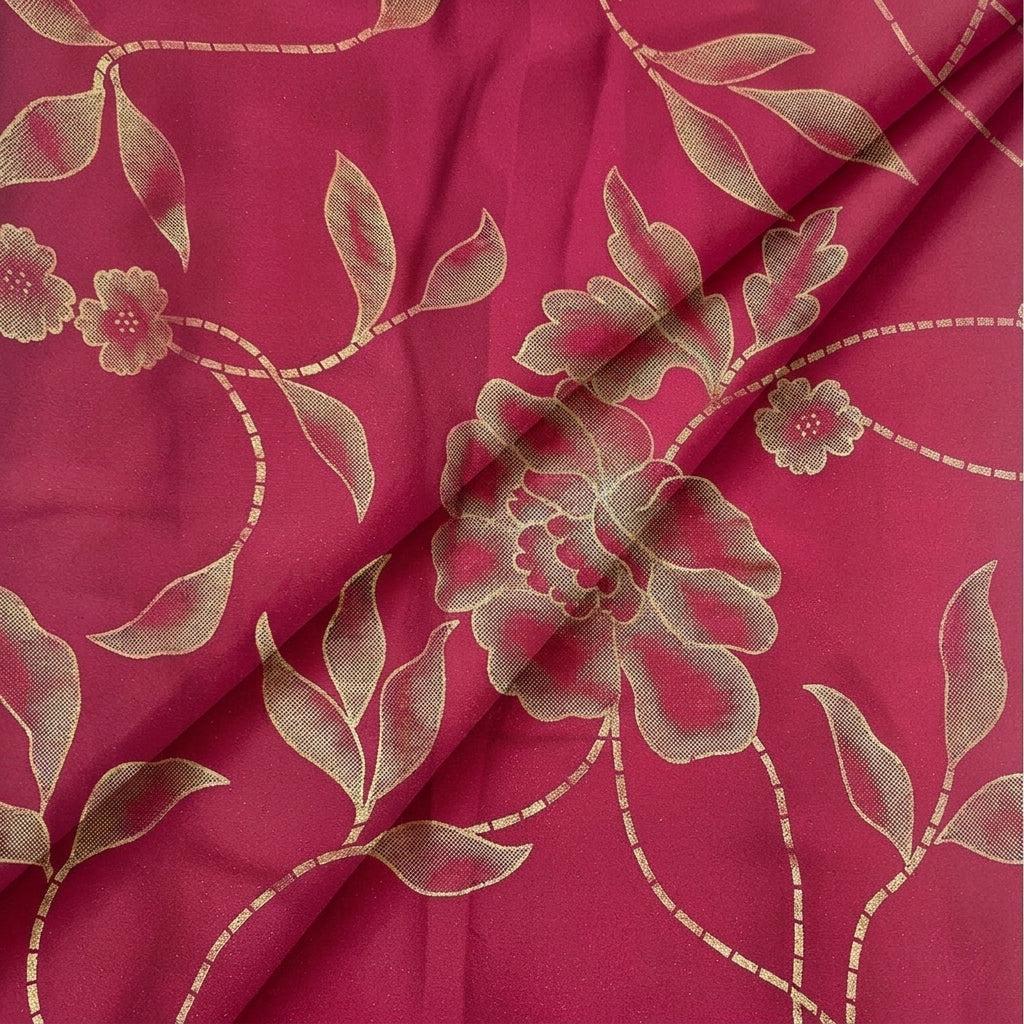 Pink Floral Satin Georgette Fabric - EA4410