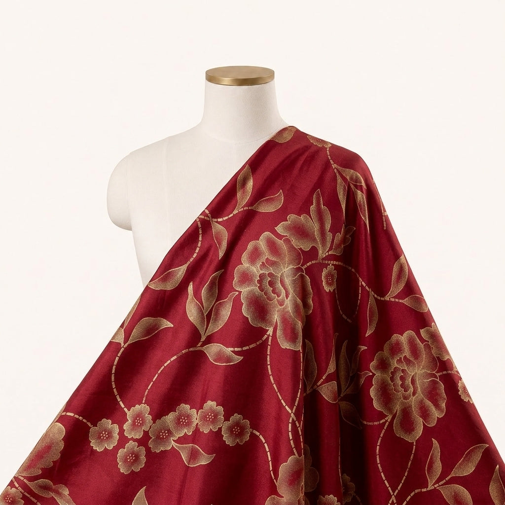 Pink Floral Satin Georgette Fabric - EA4410