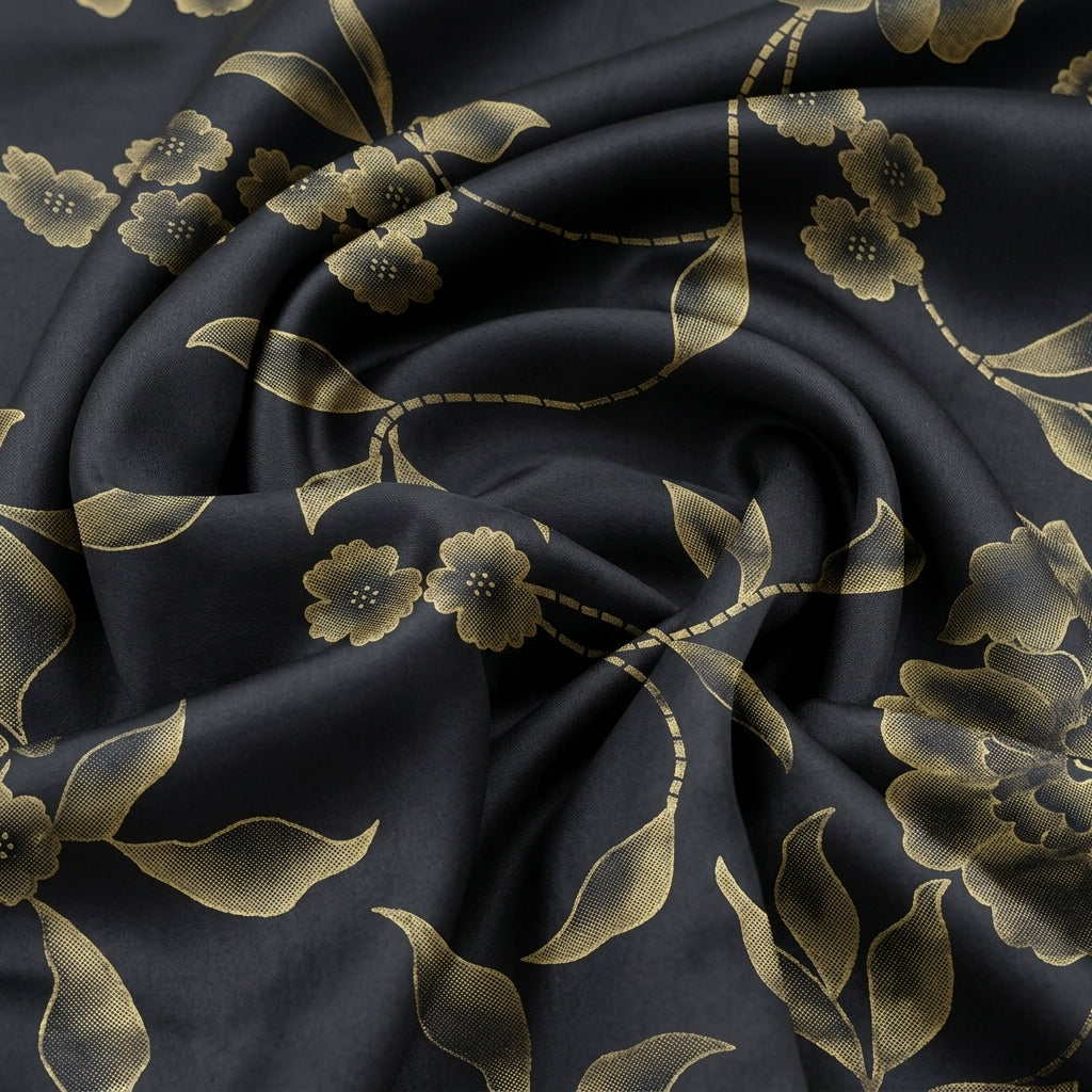 Pink Floral Satin Georgette Fabric - EA4410