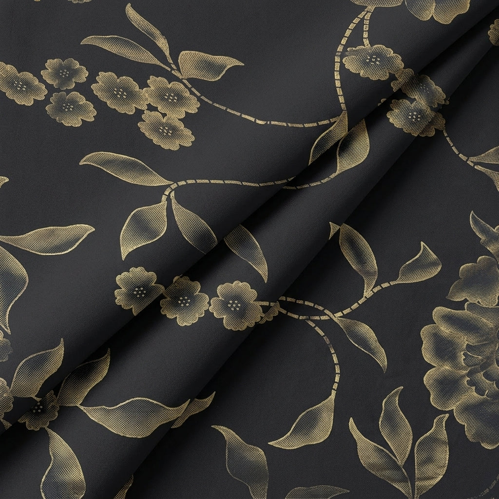 Pink Floral Satin Georgette Fabric - EA4410