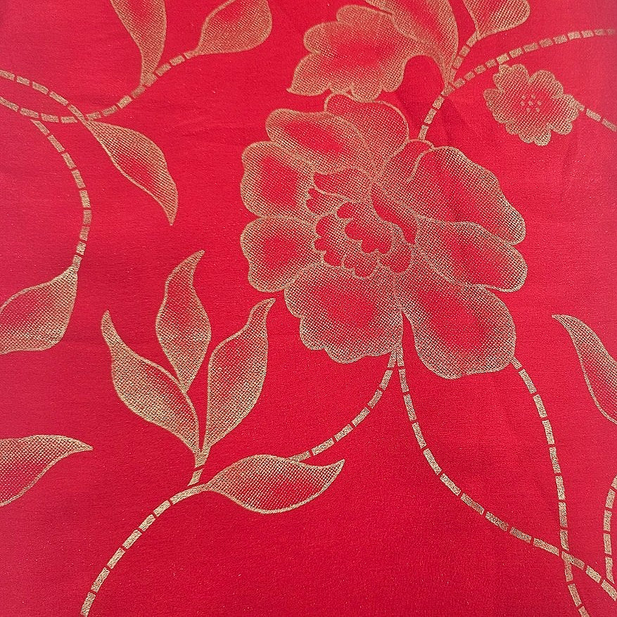 Pink Floral Satin Georgette Fabric - EA4410