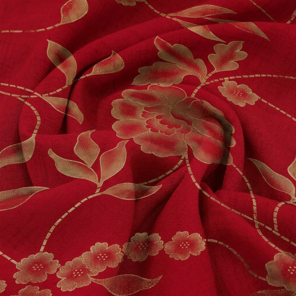 Pink Floral Satin Georgette Fabric - EA4410