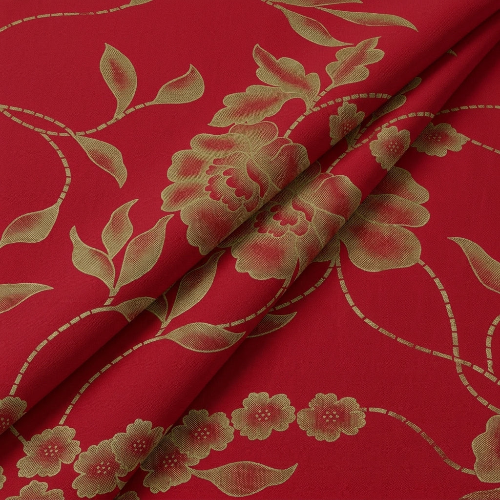Pink Floral Satin Georgette Fabric - EA4410