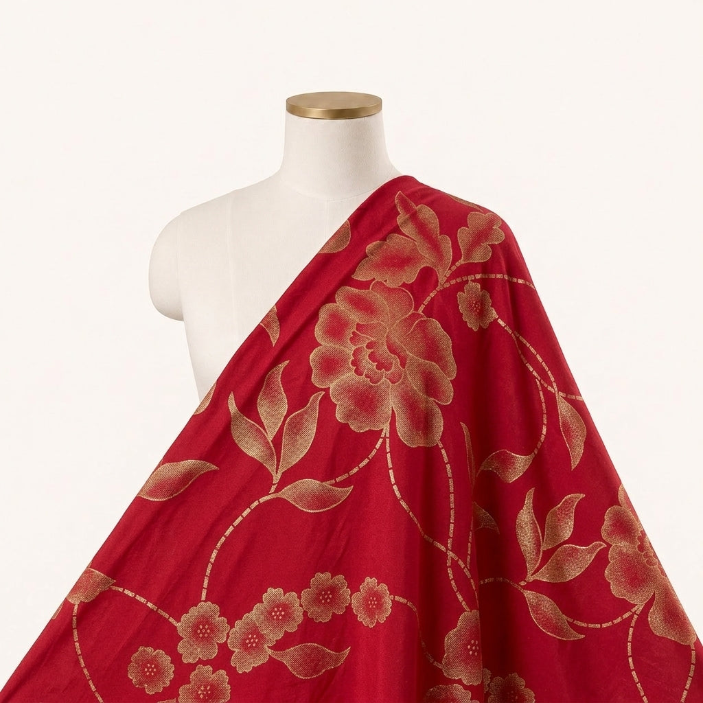 Pink Floral Satin Georgette Fabric - EA4410