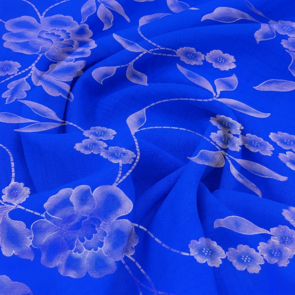 Pink Floral Satin Georgette Fabric - EA4410