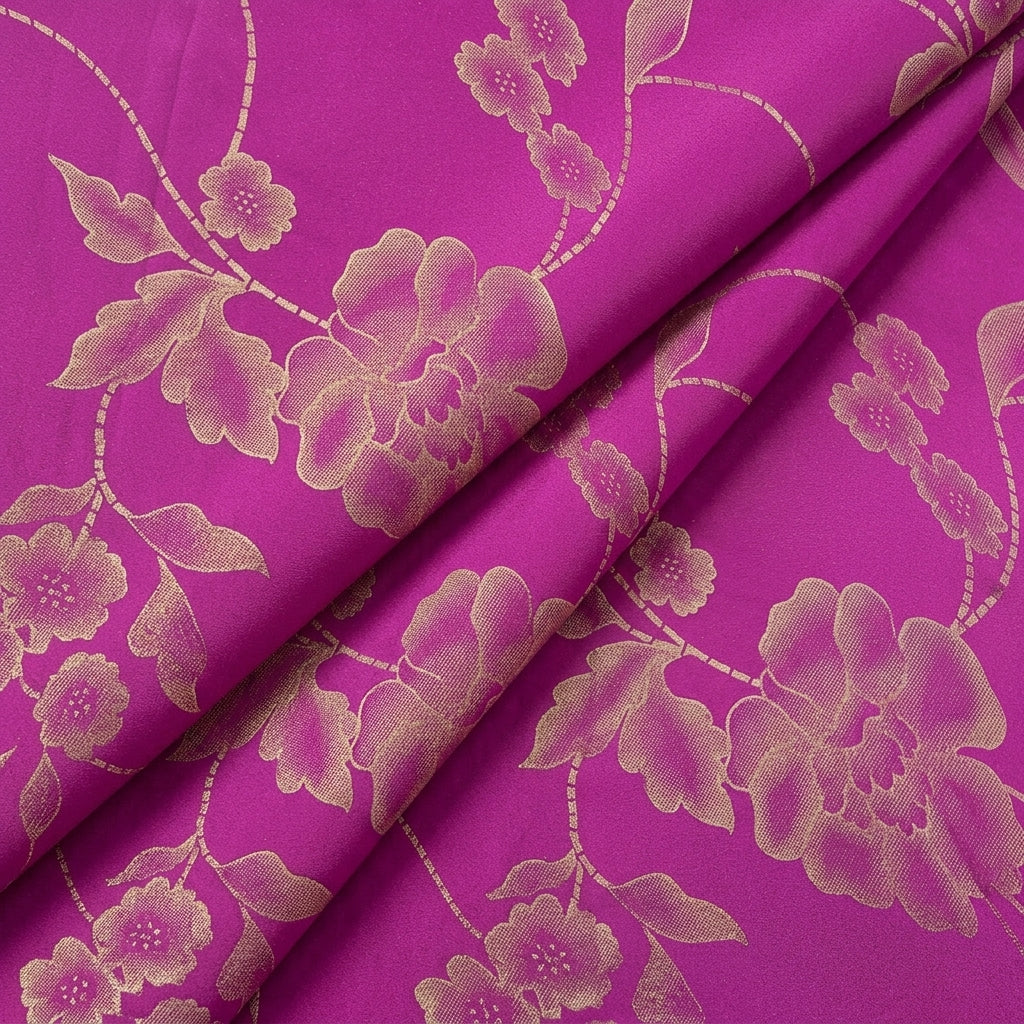 Folded FLORAL PINK FLORAL SATIN GEORGETTE Fabric