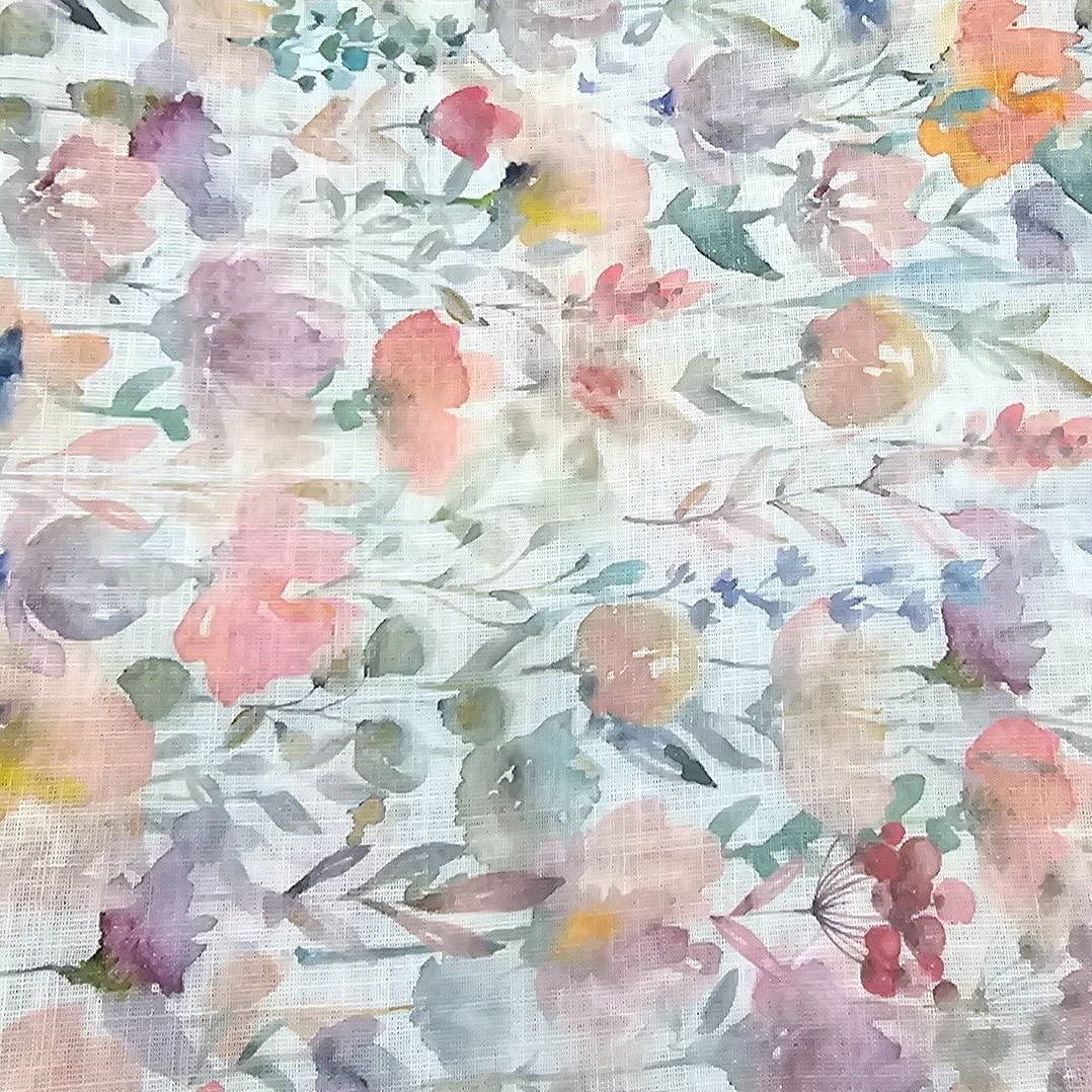 Cream Floral Linen Fabric - EA4425