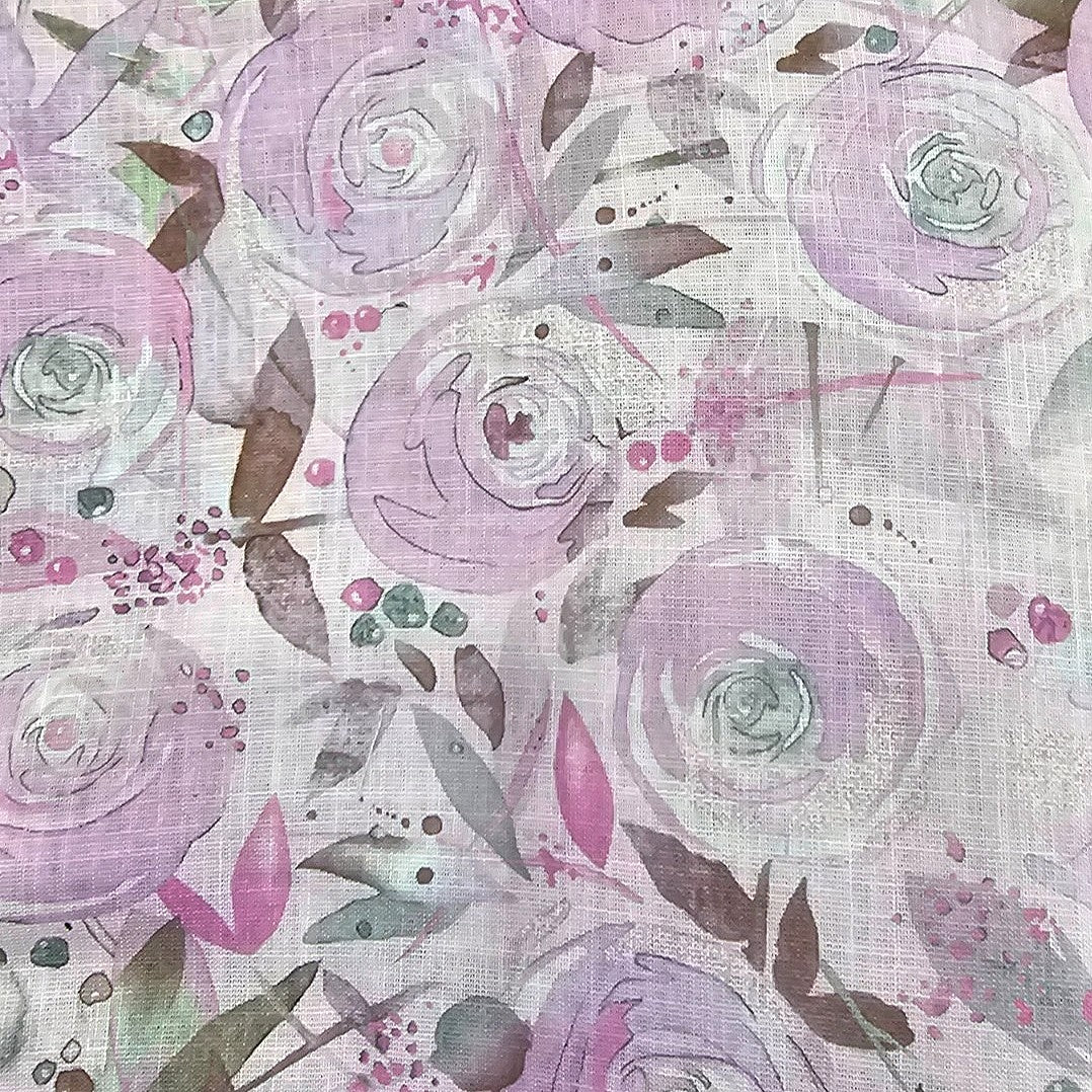 Violet Floral Linen Fabric - EA4433
