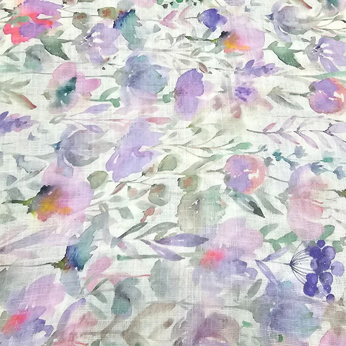 Cream Floral Linen Fabric - EA4445